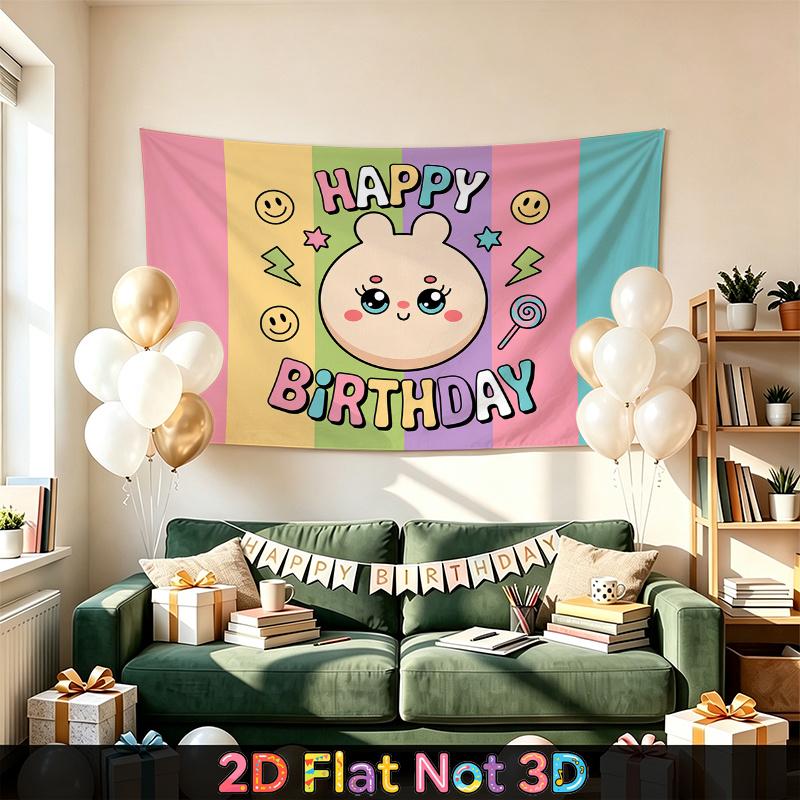 Easter Birthday Backdrop 1pc - Polyester Party Decor
