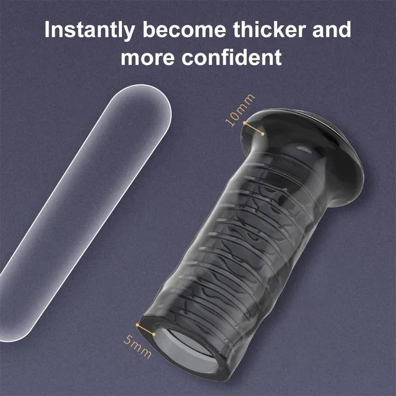 HOT! Reusable Penis Sleeve Glans Penis Enlarger Extender Delay Ejaculation Anal Butt Plug Adult Sex Toys For Men Couples Sexshop