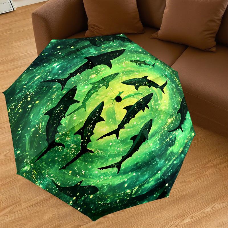 1pc sharks galaxy Automatic Open/Close Umbrella with Windproof, 8-Rib Sturdy Canopy, Durable Ribs, Fashionable Design1147A
