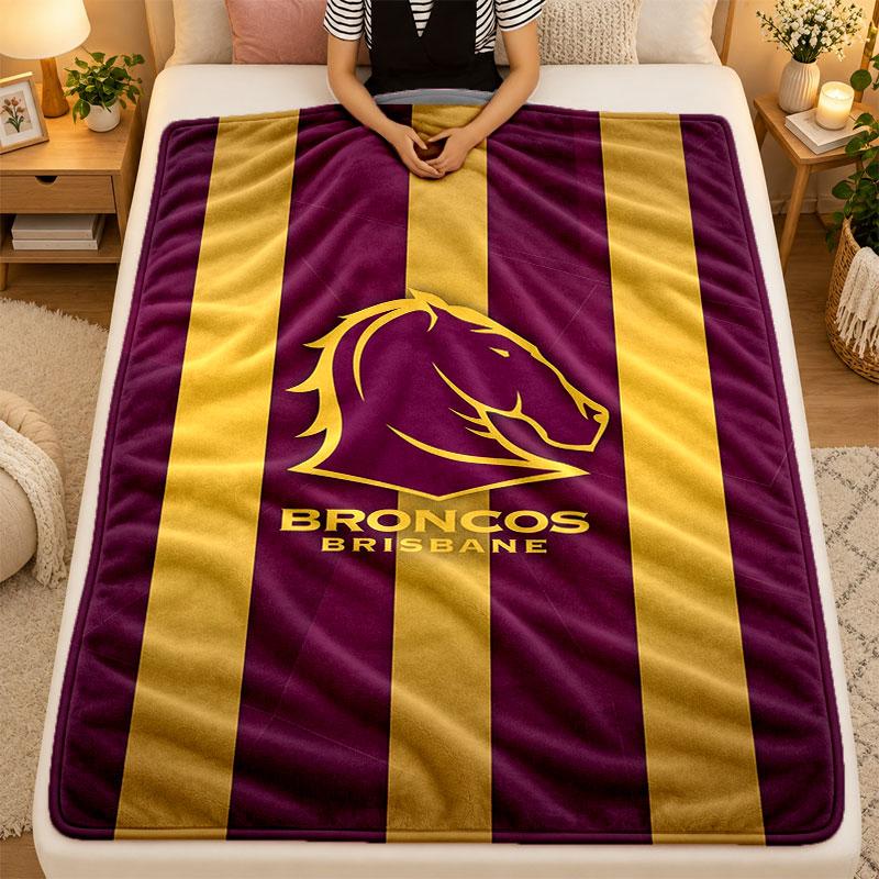 Flannel BlanketBrisbane Broncos Warm Soft Throw Blanket for Indoor Sofa Bed Living Room Use