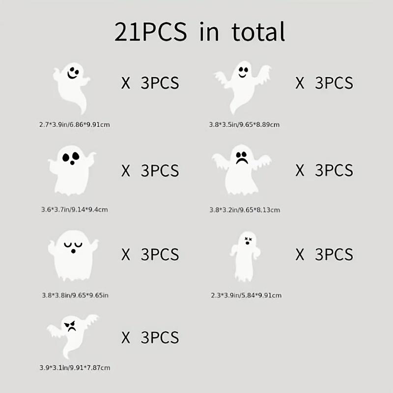 Набор из 21 наклейки на стену на Хэллоуин – самоклеящиеся наклейки на стену с привидениями для ванной комнаты, гостиной, веранды и украшения дома