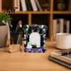 Lightweight Wood Frame Halloween Wooden Photo Frame, Cute Ghost Butterfly Cat Tabletop Decor Home Office Decoration with Stand, Sweet Kawaii