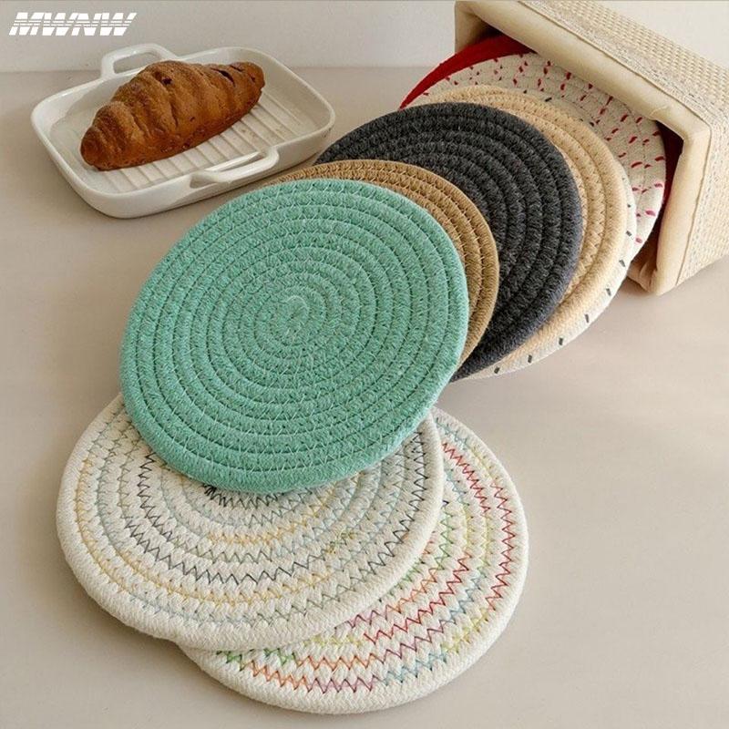 Круглая хлопковая подставка под тарелку для обеденного стола, кухонные принадлежности, термостойкая подставка под стакан для кофе и напитков