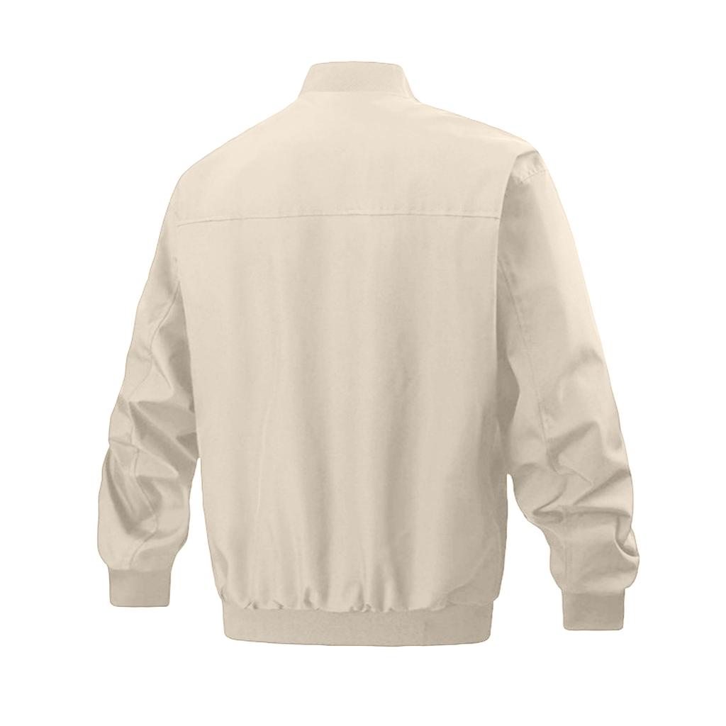 Men's Casual Solid-color American Stand-up Collar Flight Jacket, Unisex Loose Work Jacket Jacket