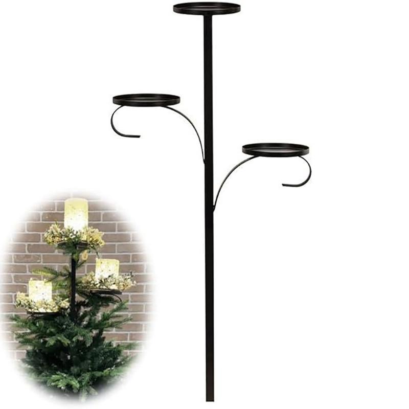 Черный тройной верхушка для дерева, подсвечник для верхушки дерева, верхушка для канделябра