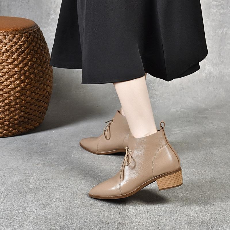 Короткие сапоги Кожаные сапоги Ботильоны