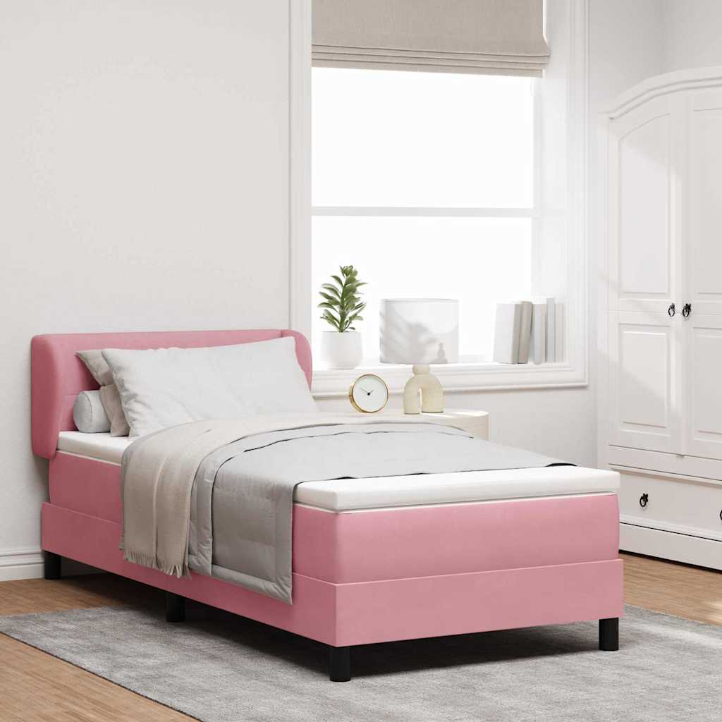 Boxspring Bed with Headboard Pink 90 x 190 cm Velvet
