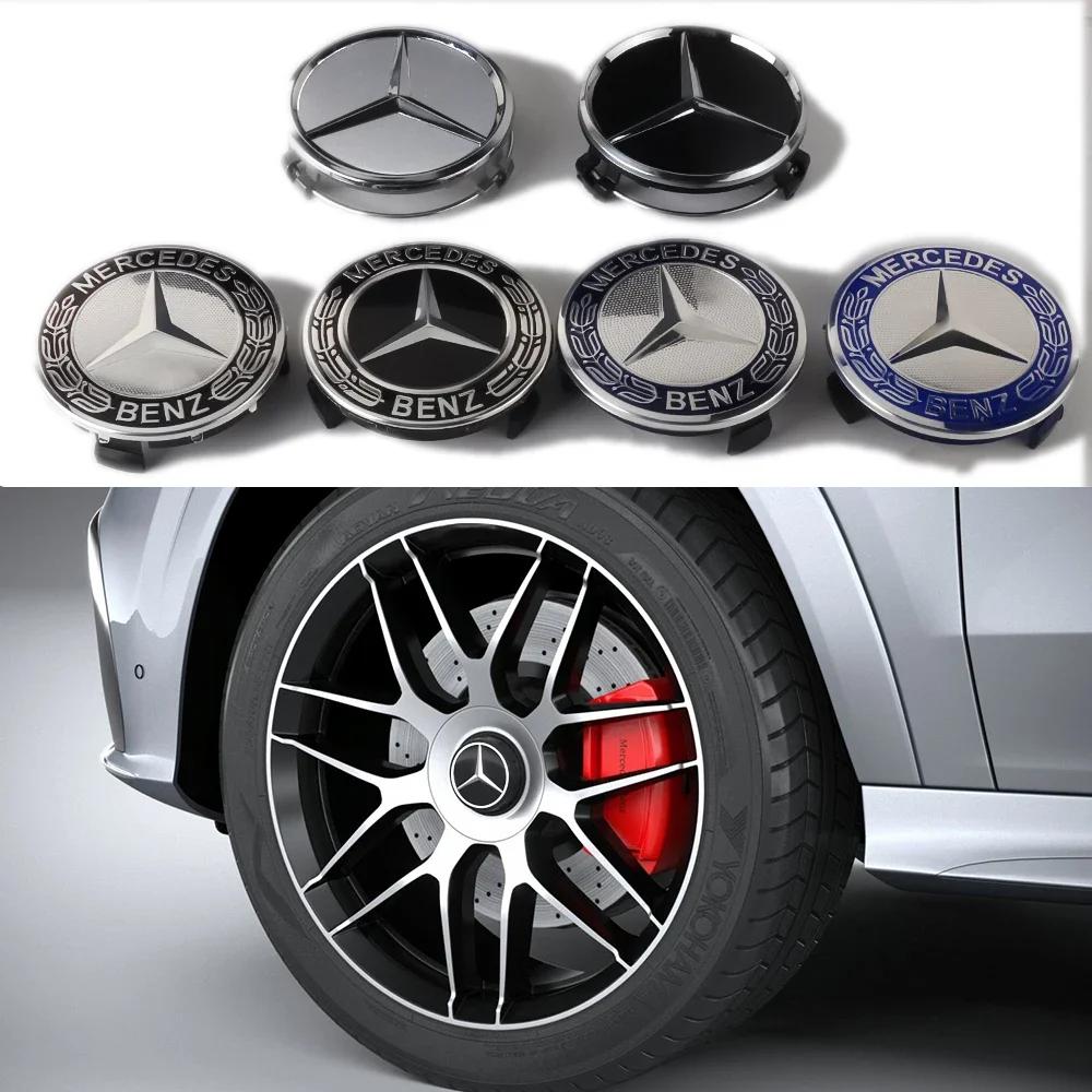 BARG3 2025 Hot For Mercedes Benz 4pcs 75MM Car Wheel Center Hub Caps Covers Hubcap Replacement For Mercedes Benz AMG A B C D M S R G C