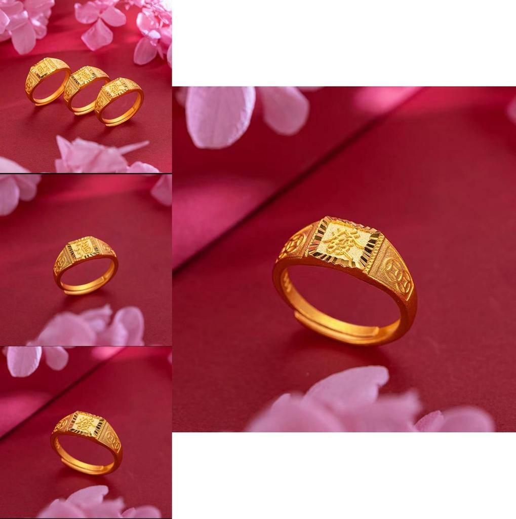 Потрясающее кольцо с символом богатства, покрытое латунным золотом, регулируемое, для модных любителей