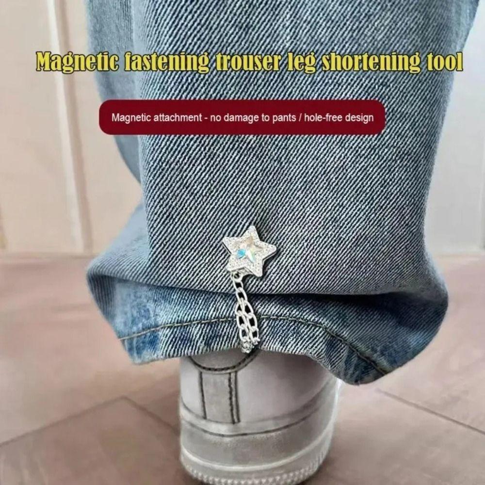 Multi-Function Magnetic Fixed Button Zinc Zinc Alloy Shorten Trouser Clip Crystal Bear Hem Cuff Jeans