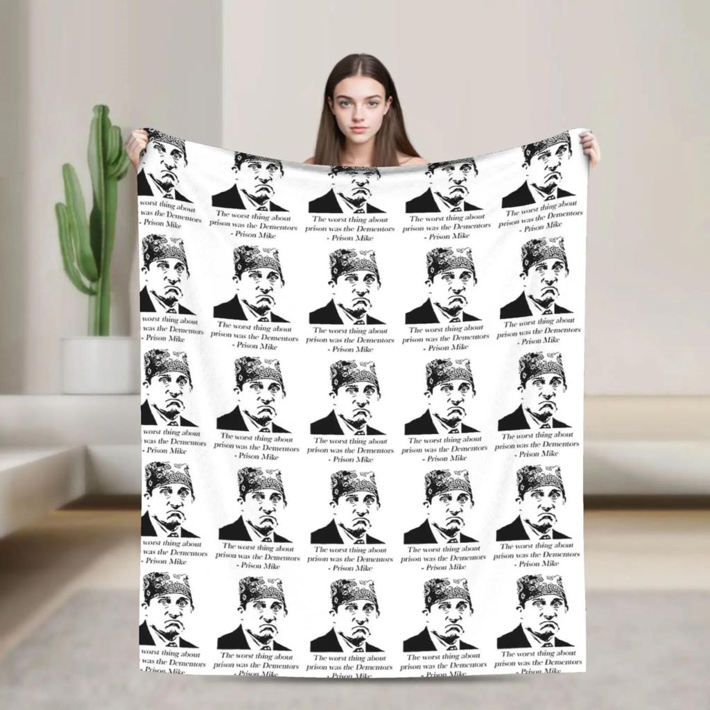 Mike Michael Scott Funny Meme Warm Soft Blanket for Boy Girl Plush Throw for Couch Bed Flannel Sofa Cover Novelty Bedspread