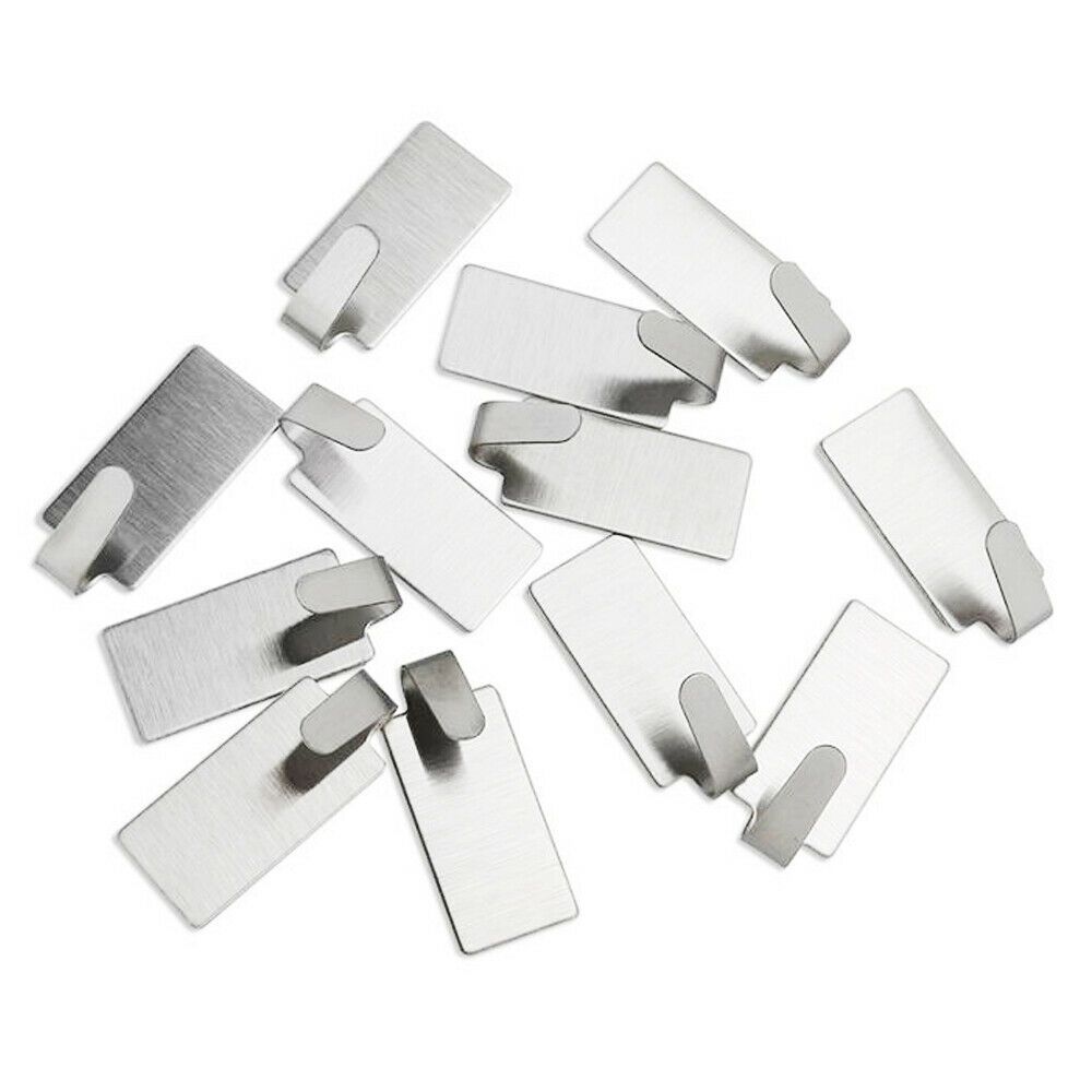 6 шт. Домашнее хранение Кухня Прочные липкие настенные крючки из нержавеющей стали Самоклеящаяся вешалка для одежды