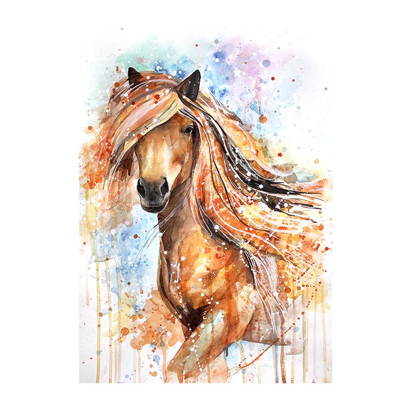 Лошадь, акварельная живопись, современное настенное искусство, холст с принтом, постер, яркая красочная картина с животным для гостиной, домашний декор, Cuadros