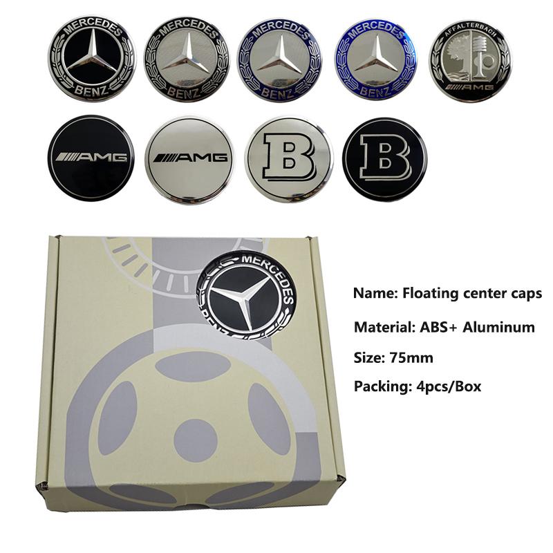 4pcs 75mm Car Wheel Hub Cover Caps Floating Center Caps for Mercedes Benz W203 W204 W205 W176 W177 W212 W213 A B C E S GLC GLE