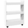 VidaXL Chariot de rangement étroit 3 niveaux blanc bois d'ingénierie, chariot de rangement mince, chariot roulant, chariot 855250