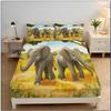 Elephants Fitted Sheet, African Landscape Bedding Set, Bed Sheets Room Decor For Teens Boys Girls,3 Piece Bedding Decor Set