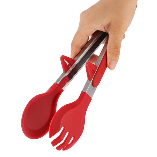 Щипцы для еды, устойчивые к царапинам, с подставкой. Удобная термостойкая ручка. Универсальный зажим для еды.