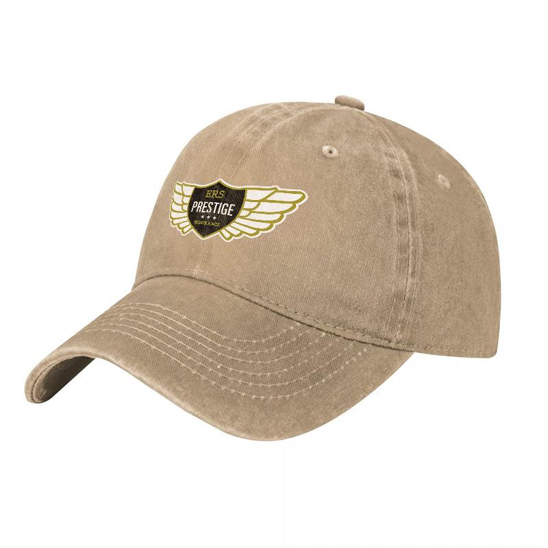 Prestige Wings Logo Washed Cotton Baseball Cap Classic Unisex Adjustable Hat With Gold Embroidery And Vintage Finish