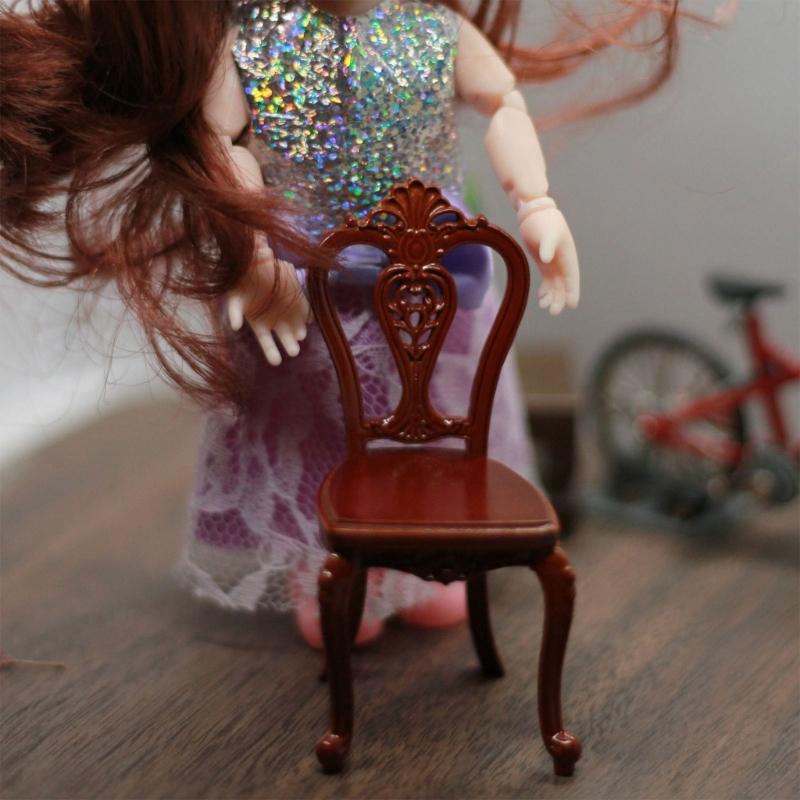 Wood Dollhouses Miniature Chair Model Figure 1/12 Scale Furniture For Miniature Scene Decoration And Collector