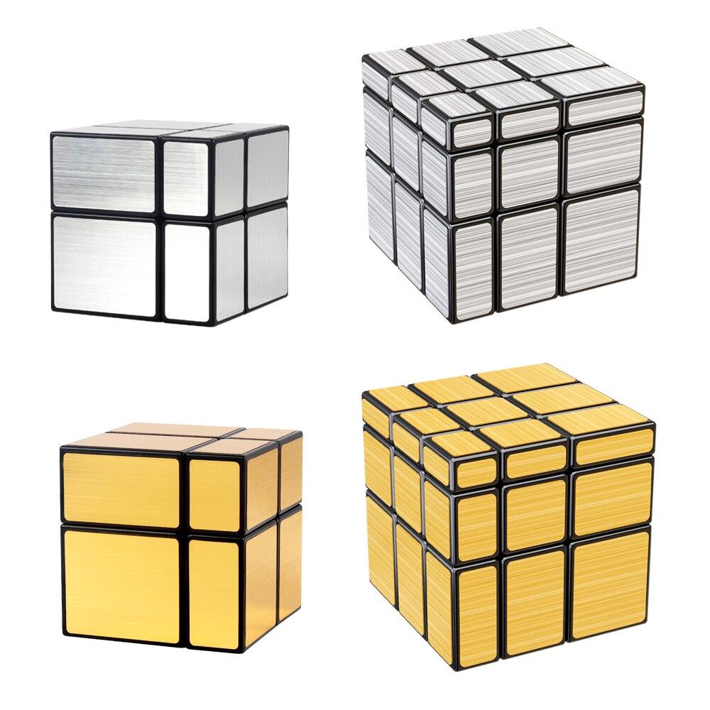 Sengso Зеркальный кубик Рубика 2x2 3x3 4x4 Золотой Серебряный Магический Кубо Профессиональная Головоломка Высококачественные Детские Игрушки