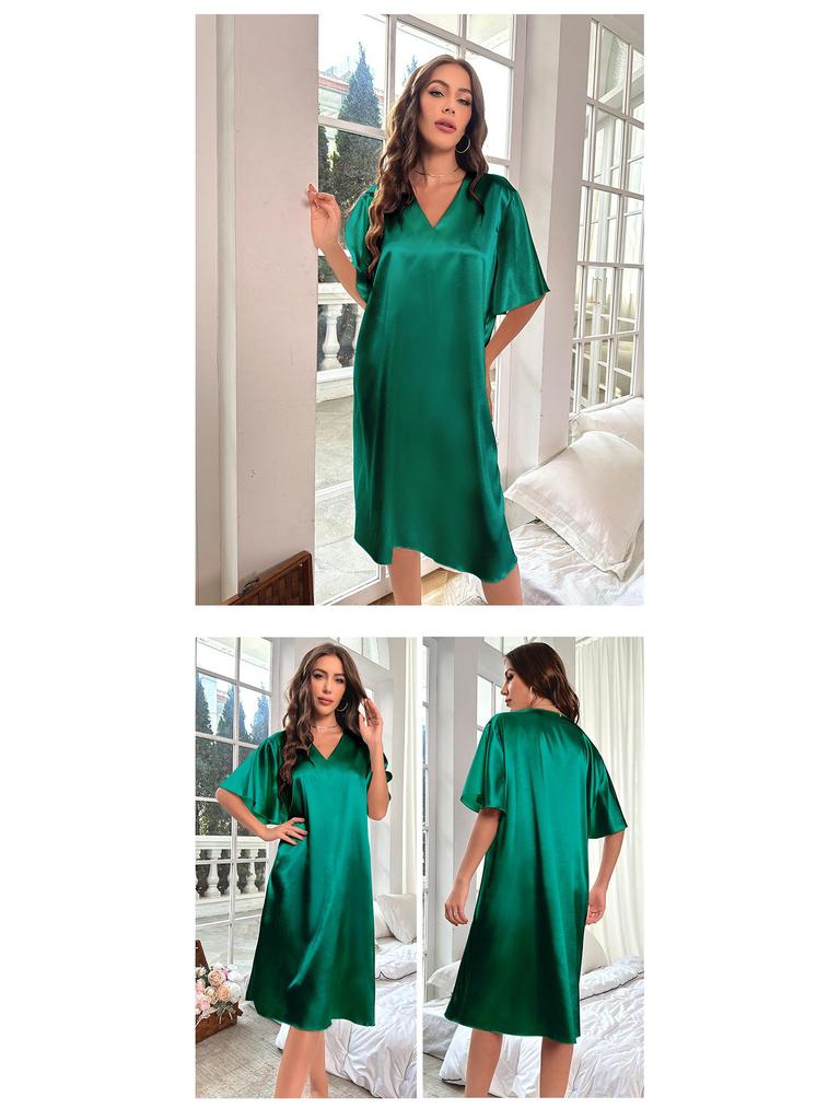 Женская ночная сорочка большого размера из ледяного шелка - Летняя прохладная, тонкая домашняя одежда