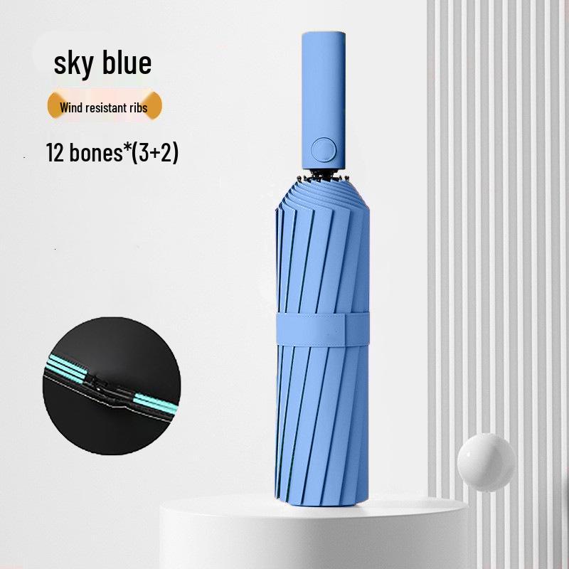 Пользовательский УФ Черный Клей Зонт от Солнца и Дождя – Женский Трехсложный Дизайн с Нанесением Логотипа.