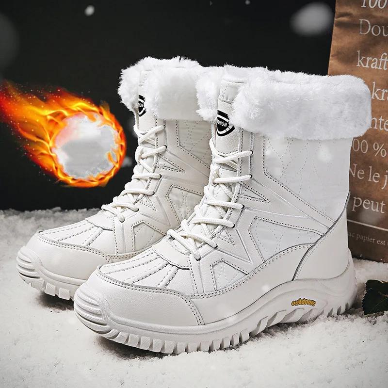 Высококачественные зимние женские плюшевые сноубутсы для улицы, водонепроницаемые, теплые, плюшевые женские ботинки, удобные ботинки на платформе, боты для женщин