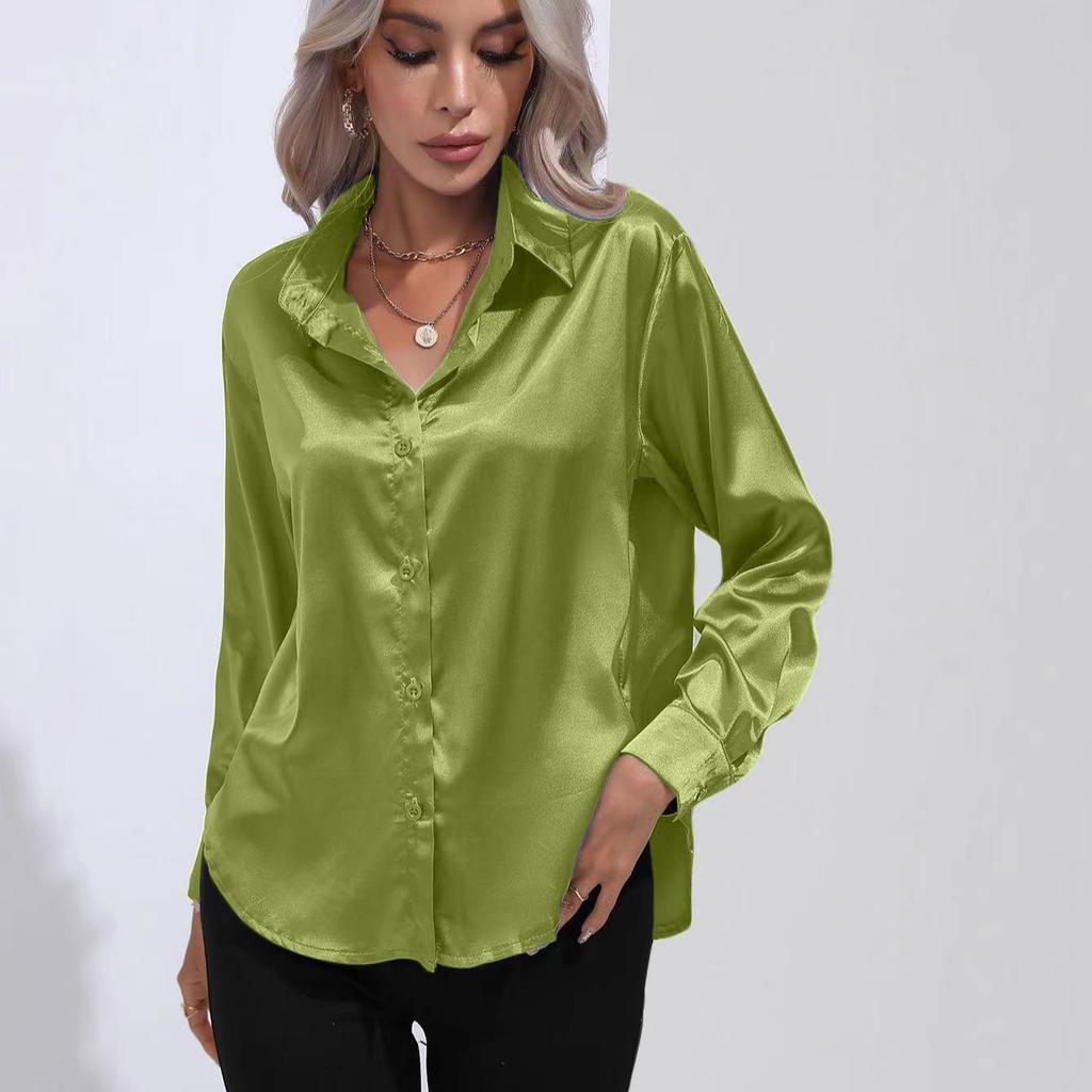 Женская простая блузка, весенний новый кардиган с V-образным вырезом, свободная рубашка с длинным рукавом и пуговицами