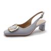 Baotou sandals women's medium heel 2025 new summer thick heel single shoes gentle fairy style French square head high heels
