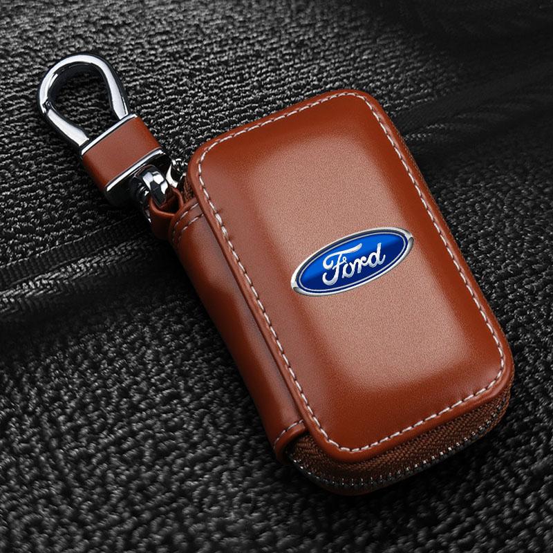 Чехлы для ключей автомобиля Мужской держатель для ключей Натуральная кожа Кошельки для ключей автомобиля Сумка Для Ford Focus Mondeo Kuga Fiesta MK7 Escort Explorer Edge 2 4 MK2 MK4