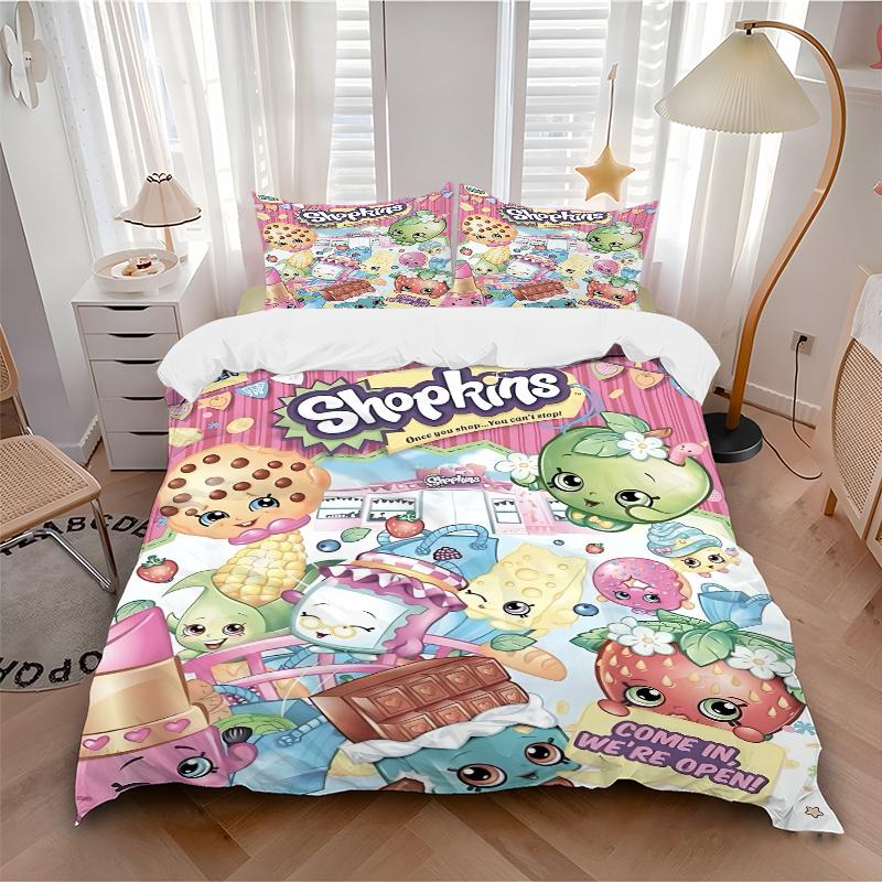 3 шт. Набор постельного белья Shopkins для дома - Универсальный трехсекционный комплект для спальни, гостевой комнаты, гостиной, отеля, праздничный подарок для поклонников, путешествий,