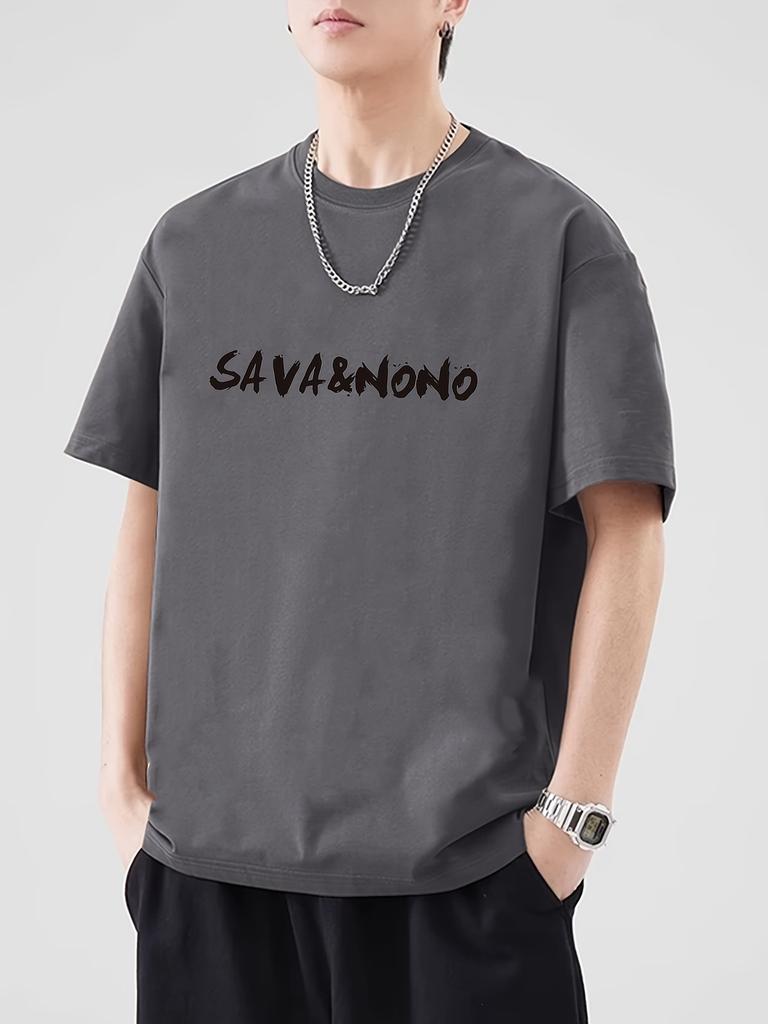 Мужская летняя модная повседневная спортивная футболка с коротким рукавом и круглым вырезом, свободного кроя оверсайз, с креативным принтом букв, 100% хлопок