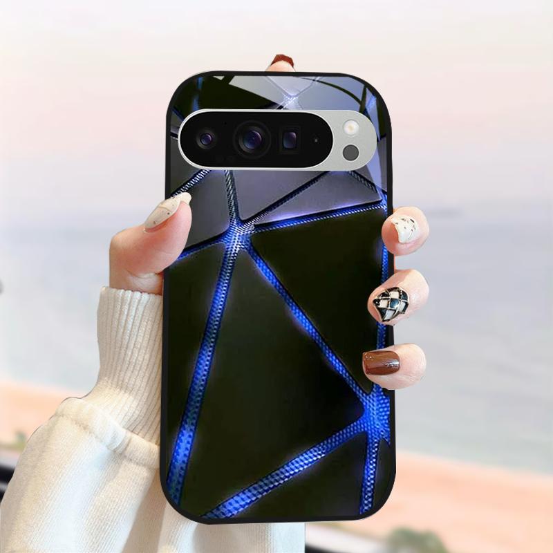 Для Google Pixel 9 Pro XL Модный стеклянный чехол Pixel9 Жесткий ПК Закаленное стекло Задняя крышка телефона Для Google Pixel 9a Ударопрочные чехлы