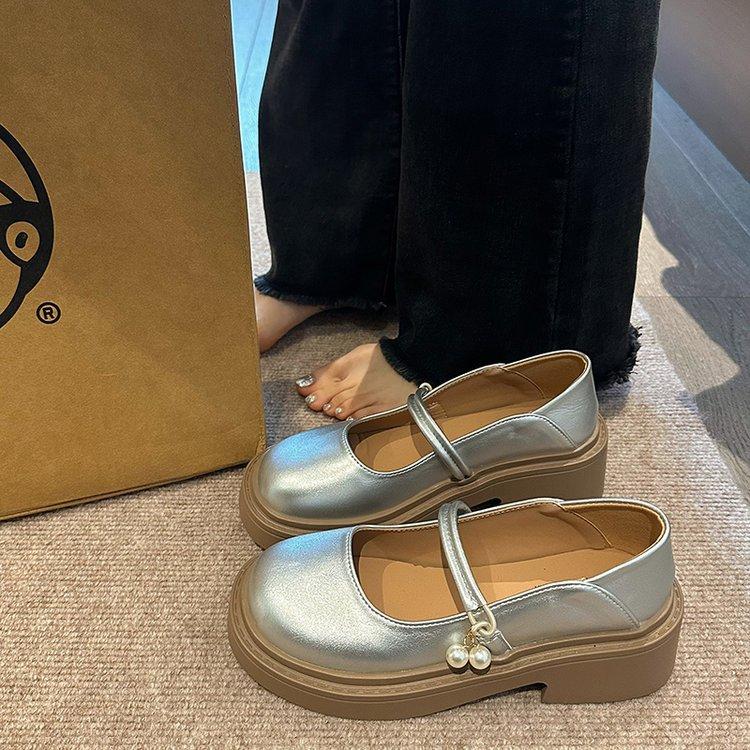 Французские универсальные туфли Мэри Джейн, одинарные туфли, женские 2025 новые весенние плоские женские туфли, модные туфли из маленькой кожи с круглым носком