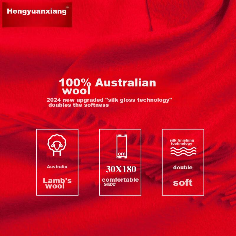 Hengyuanxiang Pure Wool Scarf for Women, Autumn And Winter Shawl, Ladies' Warm Neck Wrap, Birthday Gift for Mom, Present for Girls, Gift Box Set