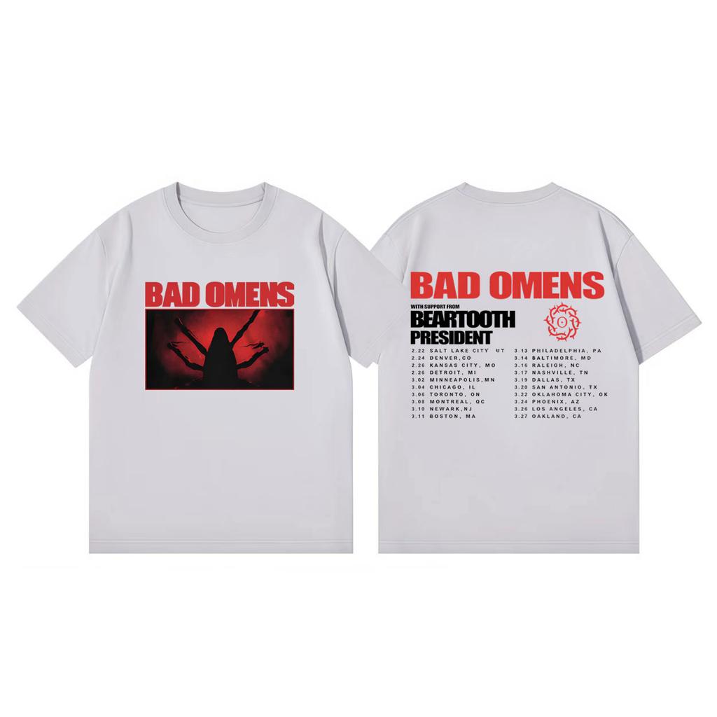 Bad Omens Tour 2026 Merch Tshirts Men Women Clothing Fashion Rock Tshirt Summer Casual Loose Short Sleeve Tshirts Streetwear