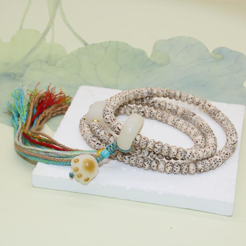 Многооборотный браслет из полированных желтых семян Бодхи Звезда и Луна с острова Хайнань