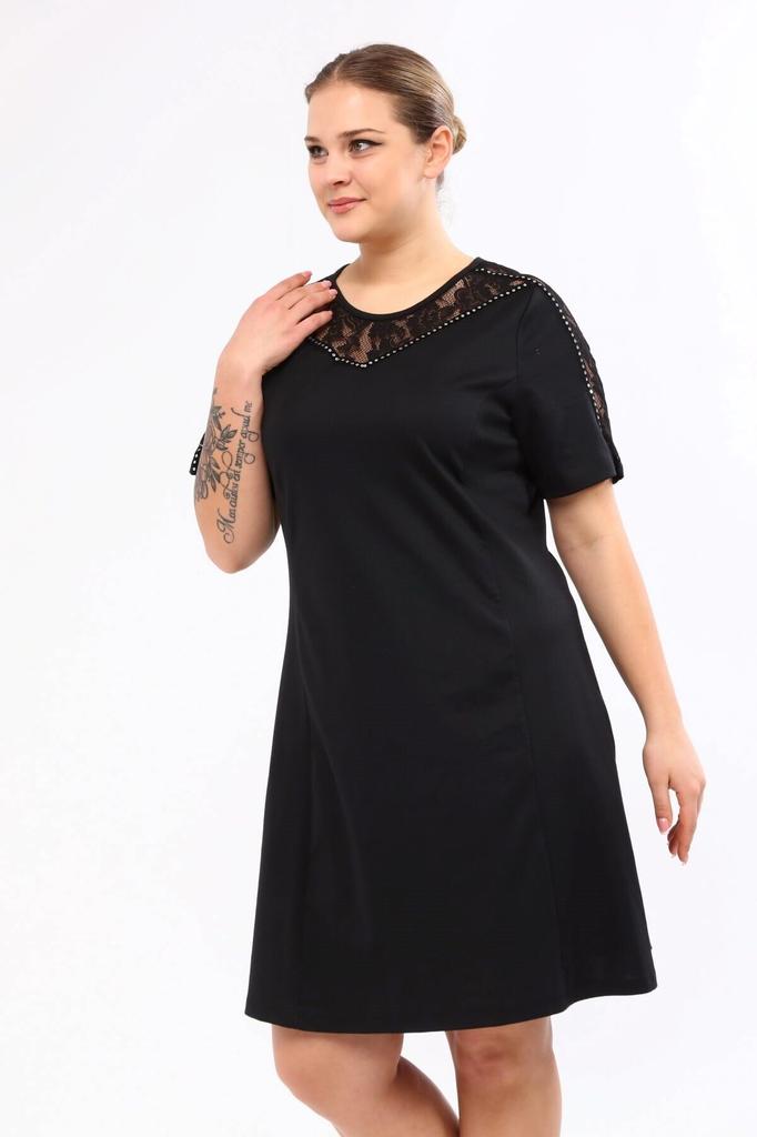 Женское платье большого размера с кружевом и отделкой лентами на плечах