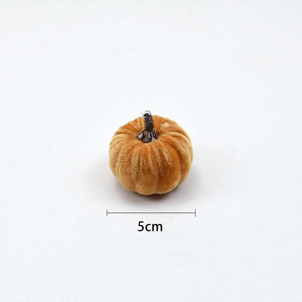 10pcs Velvet Artificial Pumpkin Decor Desktop Pumpkin Ornament Autumn Fall Thanksgiving Harvest Festival Halloween Decoration