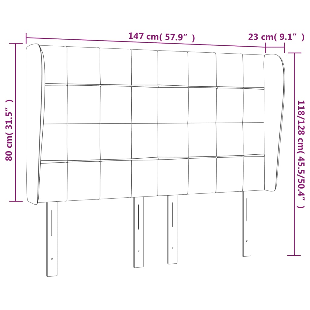Headboard with Ears Pink 147 x 23 x 118 128 cm Velvet