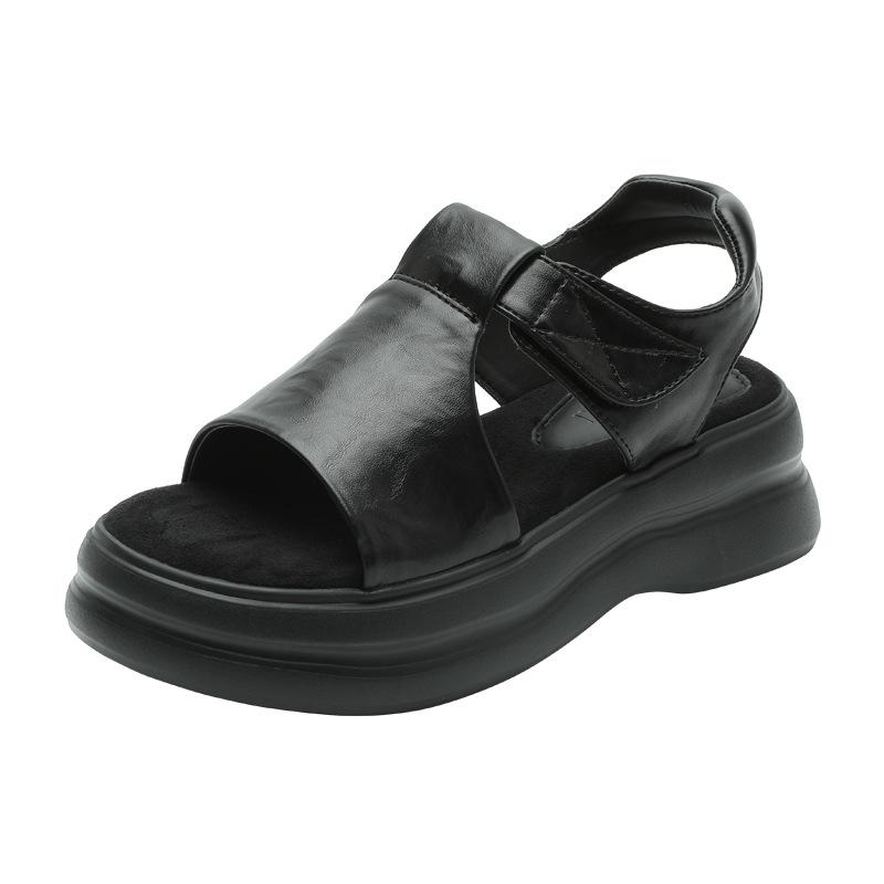 Британские ретро летние новые сандалии женские толстая подошва увеличивают рост, с открытым носком плоская подошва легкие, удобные в носке, не устают, сандалии женские