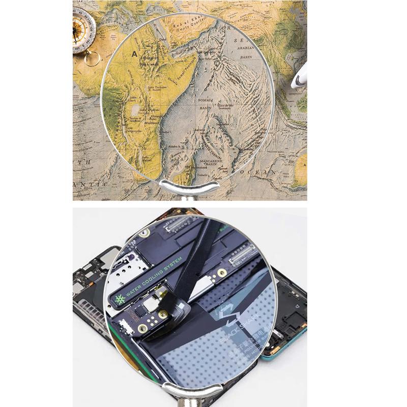 Подставка для пайки, 60 мм, с 4-кратным сварочным увеличительным стеклом, вращающимся на 360 градусов, регулируемым, 2 зажимами типа «крокодил»