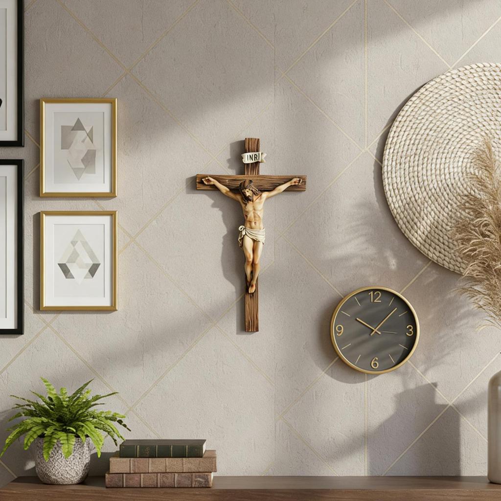 Религиозная статуэтка распятия Иисуса Христа для христианского домашнего декора, Святой Католический Орнамент-поделка для подвешивания на стену
