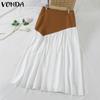 VONDA Женские элегантные свободные плиссированные юбки с эластичной талией
