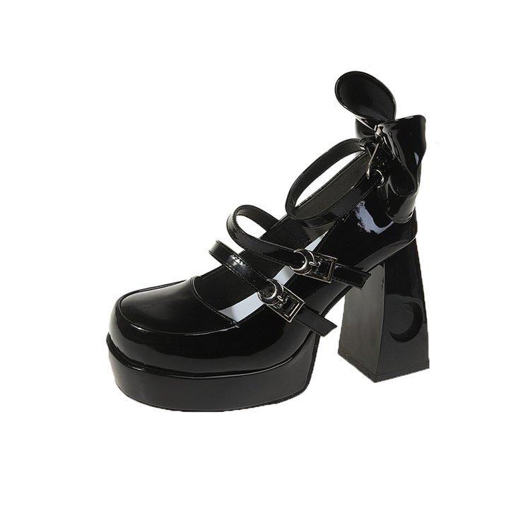 Модная французская обувь на высоком каблуке для женщин, туфли на толстом каблуке, весна 2025, новая обувь для подружек невесты, туфли с квадратным носком на толстой подошве, босоножки на платформе