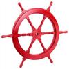 Nautical Handcrafted Wooden Ship Wheel - Home Wall Decor (16 Inches, Red)