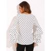 IHUASU Summer Spring Polka Dot Trumpet Sleeve Top Plus Size Folding Sleeve Chiffon Top
