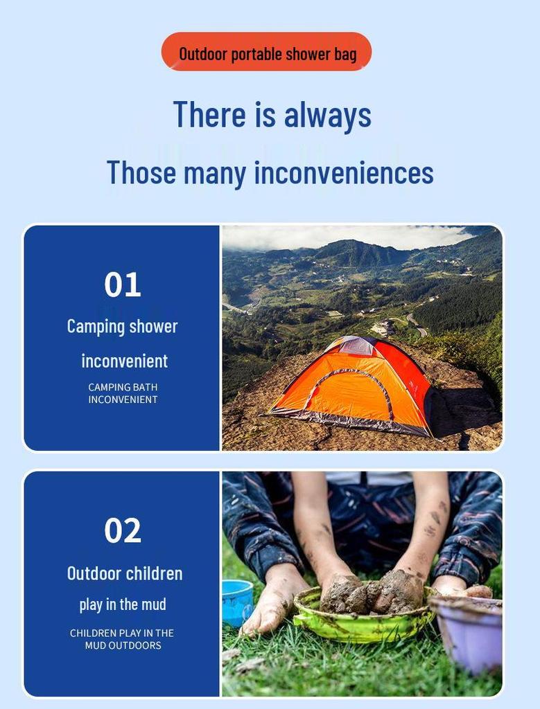 Portable Car Solar Shower Bag for Camping and Travel