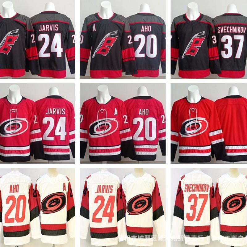 Hockey Jersey Mens Long Sleeve Ice Uniform With Embroidered Numbers 20 24 37 Hurricanes Team Style