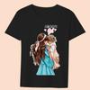 Women's Clothing Black T-shirt Casual Top Mom Family Print Series Round Neck Ladies Slim Commuter Short Sleeve Soft Ladies Top